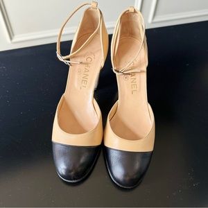 CHANEL Beige and Black Women's Shoes